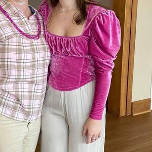 Pink velvet corset style top